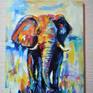 Large, powerful and hardy fauna.
The painting is painted in oil on canvas using brushes and a palette knife. Bright and large strokes of oil paint like a mosaic merge into the image of a stately, beautiful elephant.
The picture conveys sultry air and heat, but nothing stops him, he moves towards his goal.