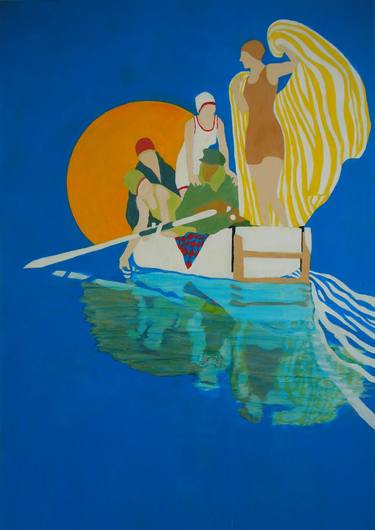 Original Boat Paintings by Layla Oz Art Studio