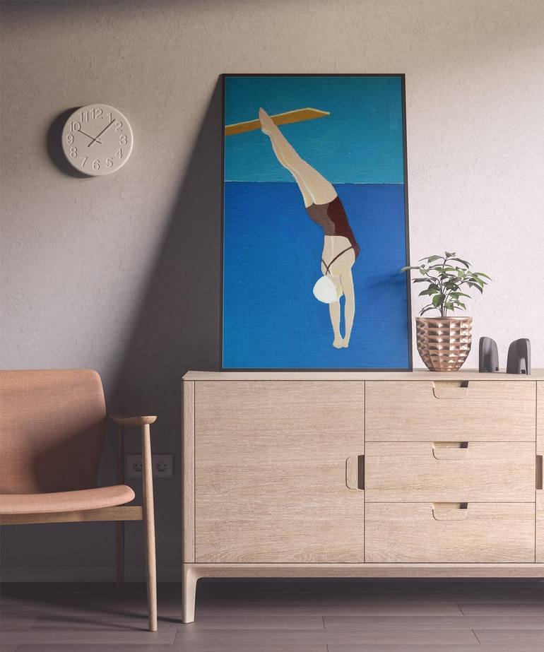 Original Art Deco Sport Painting by Layla Oz Art Studio