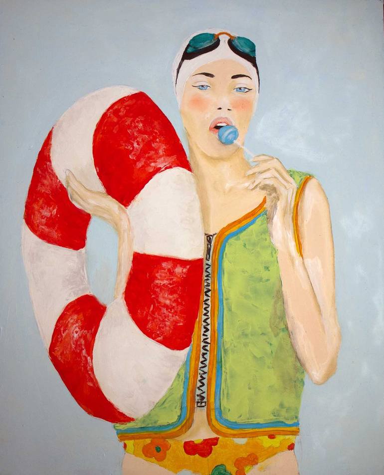 Original Illustration Sport Paintings by Layla Oz Art Studio