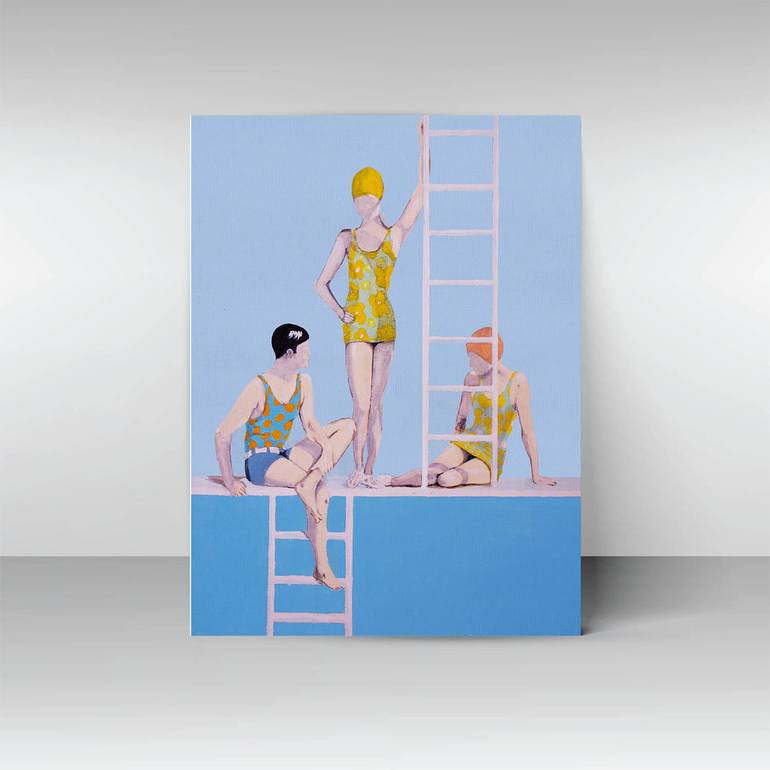 Original Art Deco Sports Painting by Layla Oz Art Studio