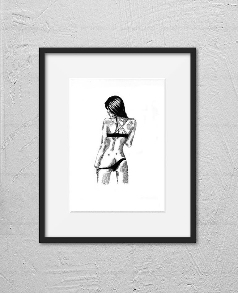 Original Figurative Erotic Drawing by Layla Oz Art Studio