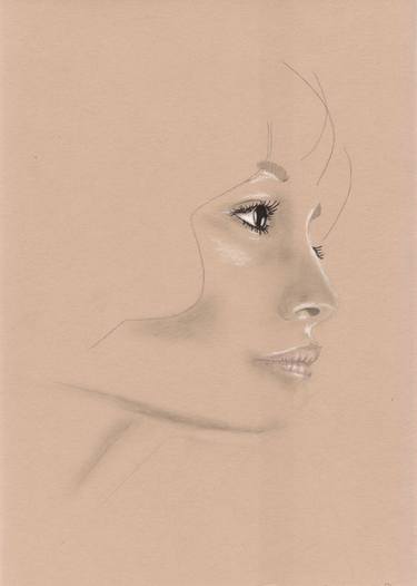 Original Figurative People Drawings by Layla Oz Art Studio