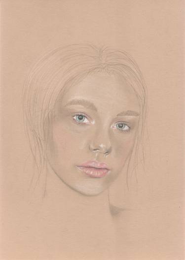 Original Figurative Portrait Drawings by Layla Oz Art Studio