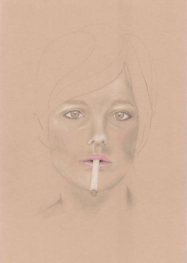 Original Expressionism Portrait Drawings by Layla Oz Art Studio