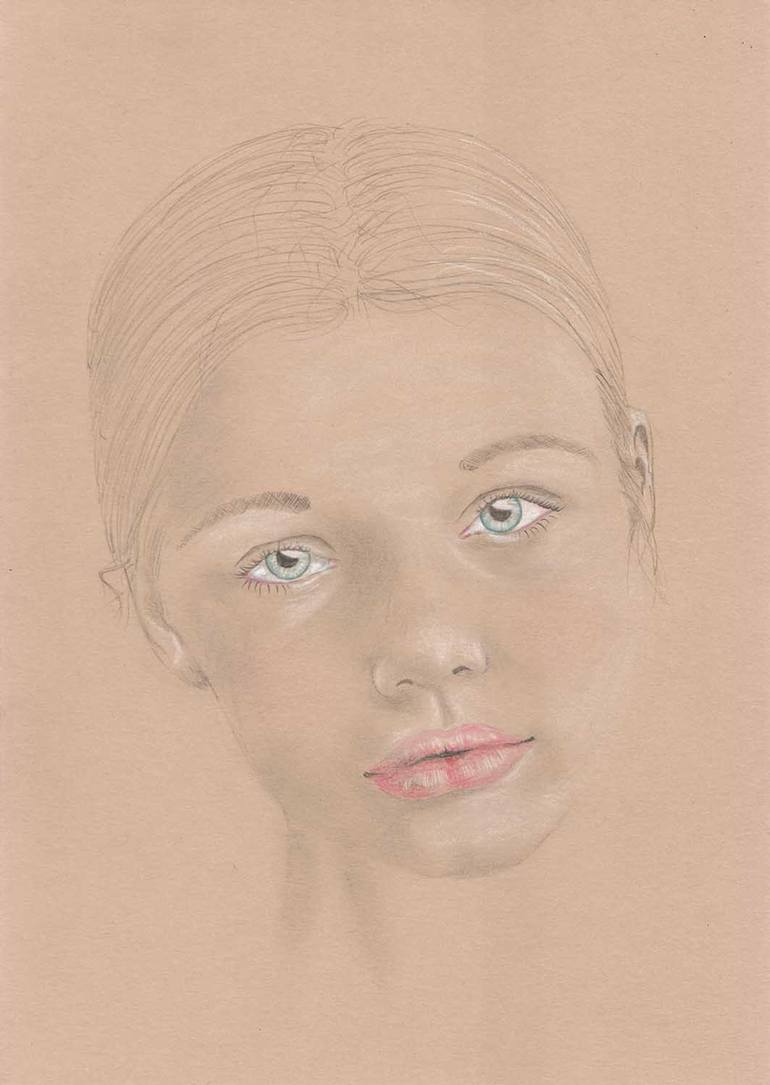 Original Figurative Portrait Drawings by Layla Oz Art Studio