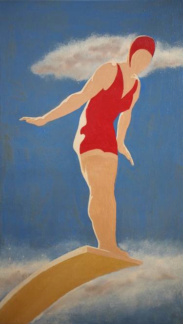 Original Art Deco Sports Paintings by Layla Oz Art Studio
