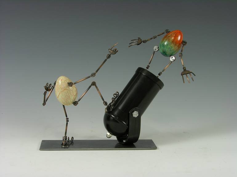 Original Art Deco Humor Sculpture by Tomoaki Orikasa