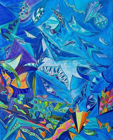 Original Cubism Seascape Paintings by Rubia Viegas