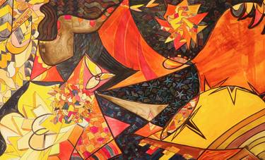 Original Cubism Abstract Paintings by Rubia Viegas