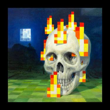 Burning skull / Skull on fire (Black border) thumb