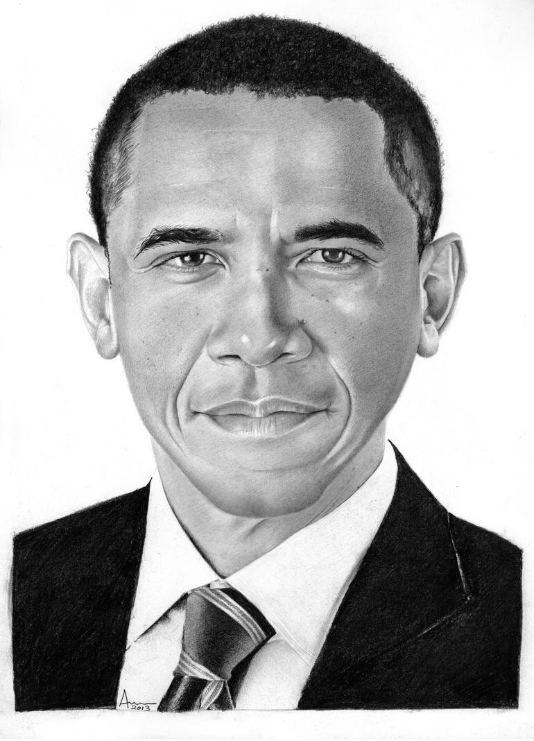 Mr. Barack Obama Graphite Drawing by Amer Ali Saatchi Art
