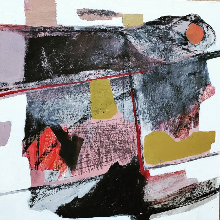 Original Abstract Painting by Lori Markman | Abstract Art on Other | Abstract in Pink, Black and Ochre