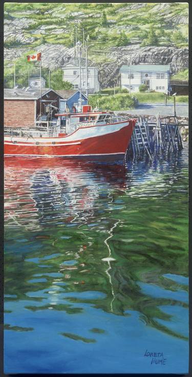 Original Impressionism Boat Painting by Loreta Hume