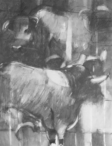 Graphite Series -Painting 9 " Stacked Bulls " thumb