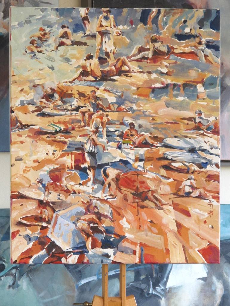 Original Beach Painting by Tony Belobrajdic