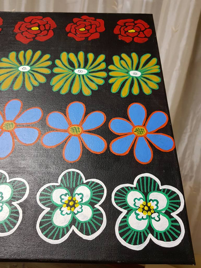 Original Abstract Floral Painting by Bongsook Paik