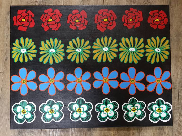 Original Abstract Floral Painting by Bongsook Paik