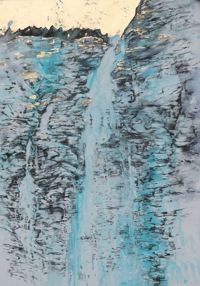 Original Nature Painting by Elena Starostina | Art Deco Art on Canvas | Water on the way I