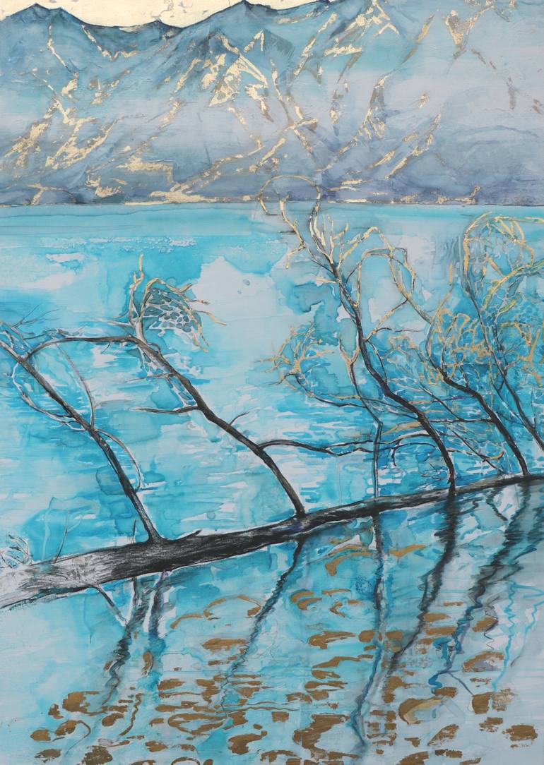 Original Nature Painting by Elena Starostina | Art Deco Art on Canvas | Water on the way III