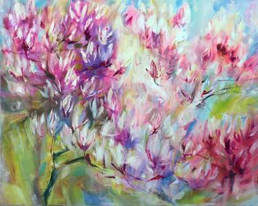 magnolia tree wall painting