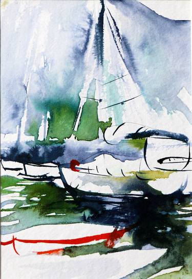 Original Boat Paintings by Elena Starostina