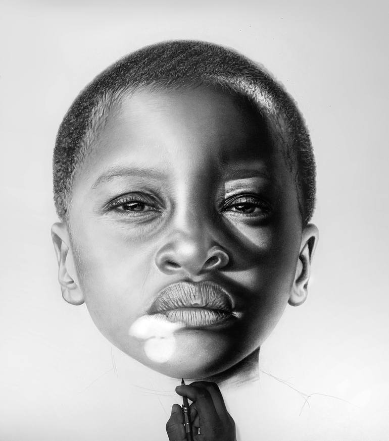 Original Realism Portrait Drawing by Fola David