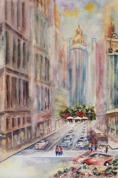 Original Abstract Expressionism Cities Paintings by soma pradhan