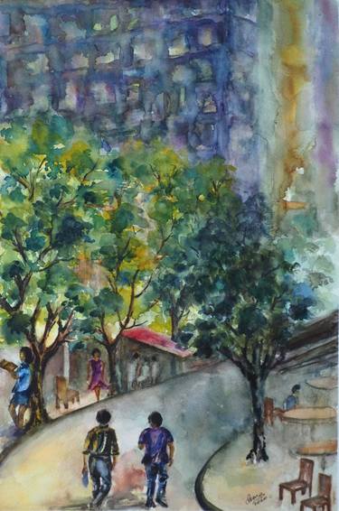 Original Figurative Cities Paintings by soma pradhan