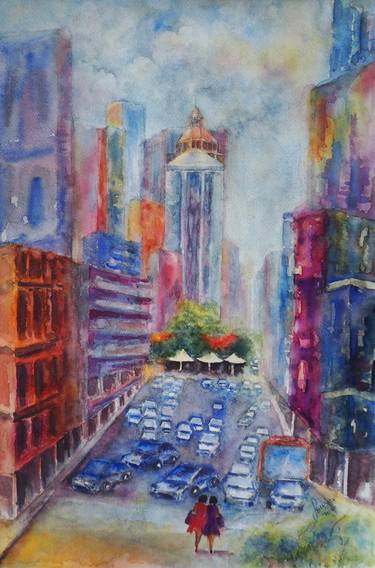Print of Abstract Expressionism Cities Paintings by soma pradhan