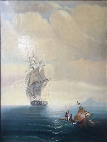 Original Sailboat Painting by Nik Shinkov