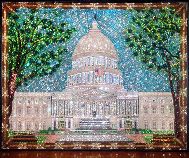 US Capital building. Bead embroidery with rhinestone mosaic thumb