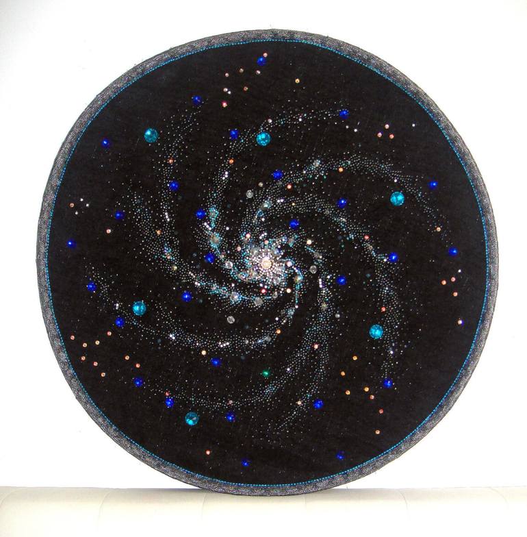 Spiral galaxy. Supersize beadwork bead embroidery space art - Print