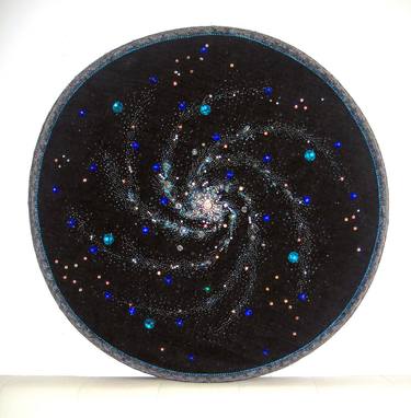 Spiral galaxy. Supersize beadwork bead embroidery space art thumb
