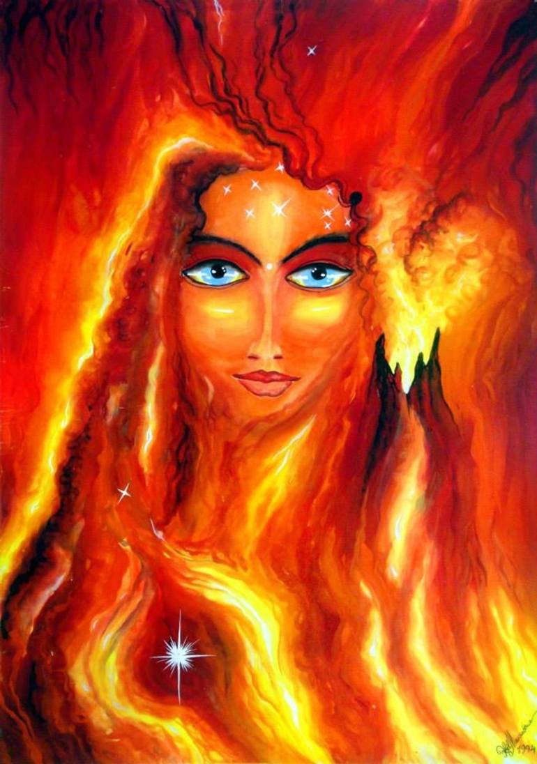 Ka Mira Goddess Of Firestorm Painting By Sofia Goldberg Saatchi Art