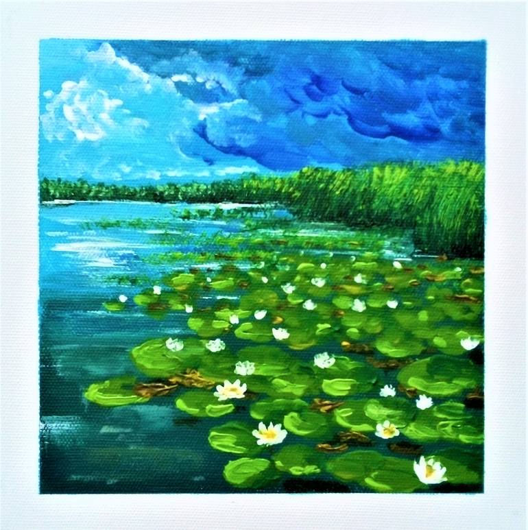Drawing Of Nature Acrylic Painting Of Beautiful And Simple Lilies Painting Ideas 99 Painting By Juliya Dragan Saatchi Art
