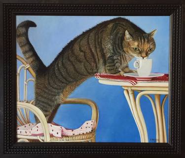 Print of Realism Cats Paintings by Hanna Viarenich
