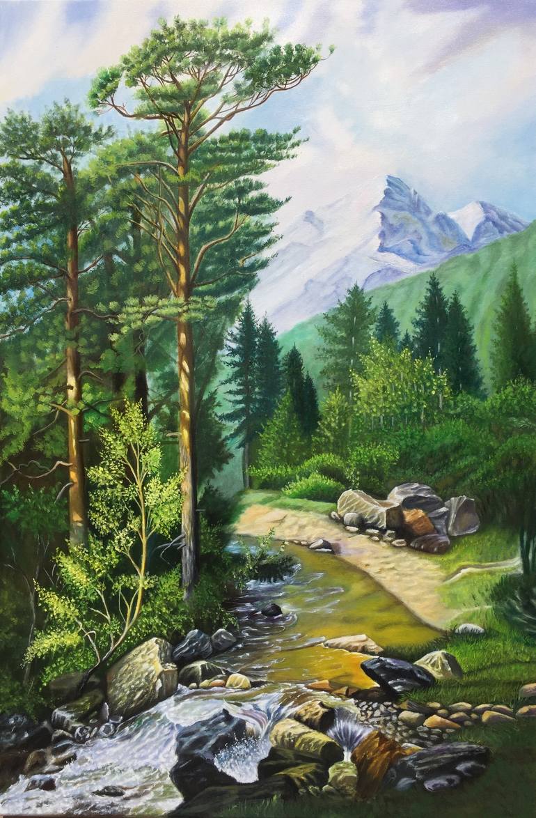 Original Photorealism Landscape Painting by Hanna Viarenich