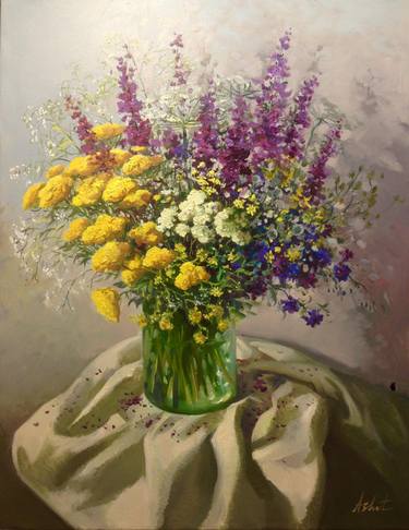 Original Fine Art Floral Paintings by Ashot Azatyan