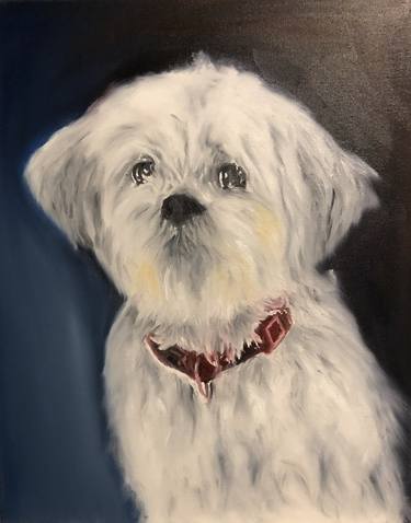 Original Figurative Dogs Paintings by Flory Art