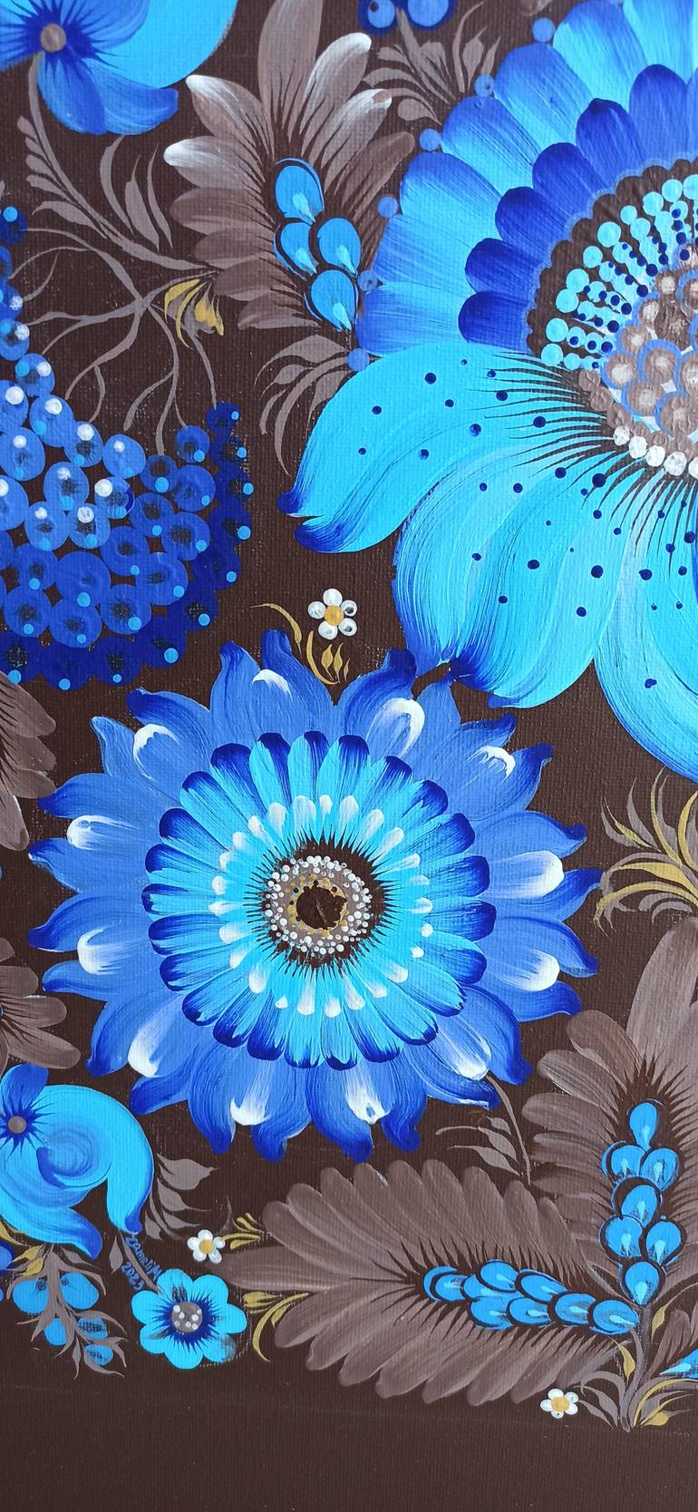 Original Art Deco Botanic Painting by Mariia Zamrii
