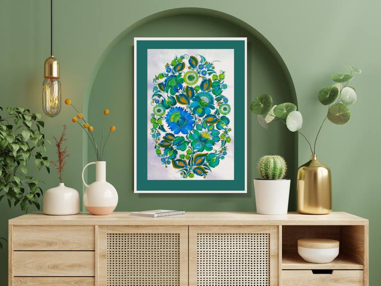 Original Art Deco Botanic Painting by Mariia Zamrii