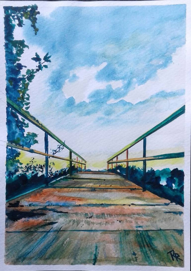 wooden bridge Painting by Rajan Rawool Saatchi Art