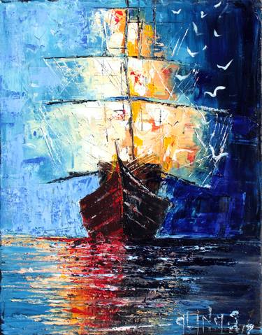Print of Abstract Ship Paintings by Alina Shkarbatova