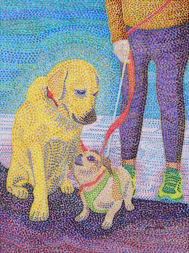 Print of Fine Art Dogs Paintings by Judy Lew Loose