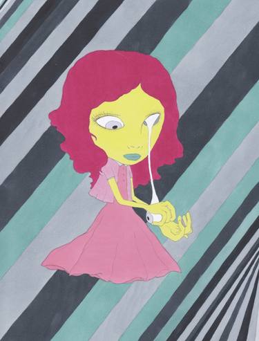 Original Pop Art People Drawings by Yumiko Awae