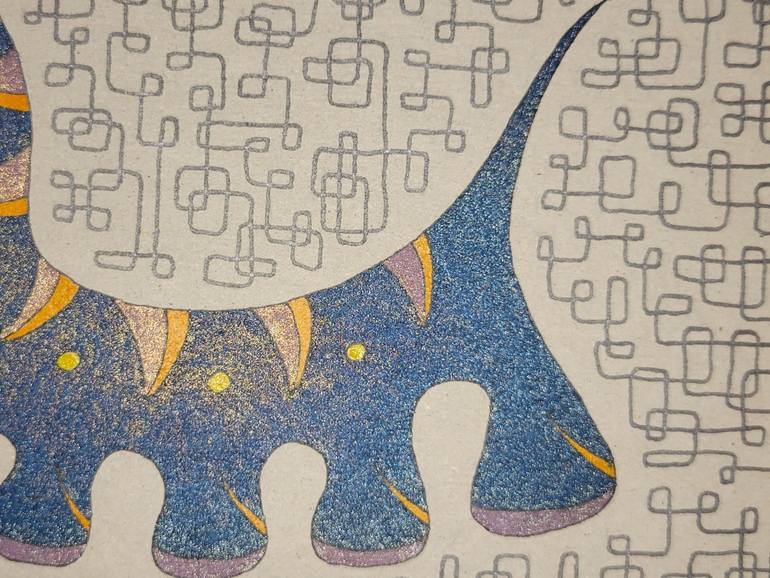 Original Pop Art Animal Drawing by Yumiko Awae