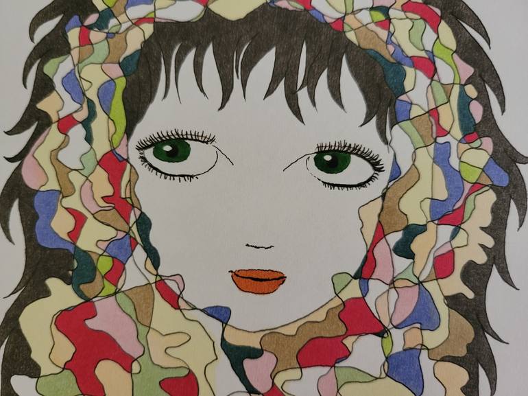 Original Pop Art People Drawing by Yumiko Awae