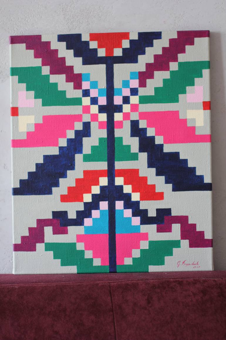 Original Folk Abstract Painting by Ganna Bogachuk
