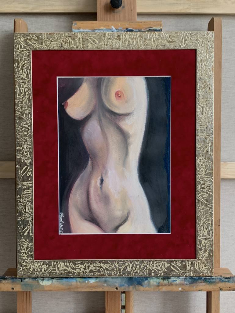 Original Figurative Nude Drawing by Nadiia Rom